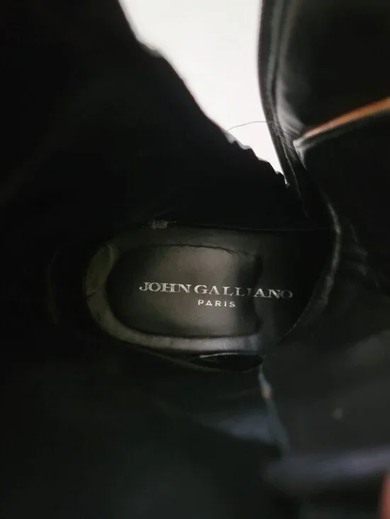 JOHN GALLIANO Curb Link Brown Leather Combat Boots w/ Side Zipper Sz 43 - Picture 8 of 9